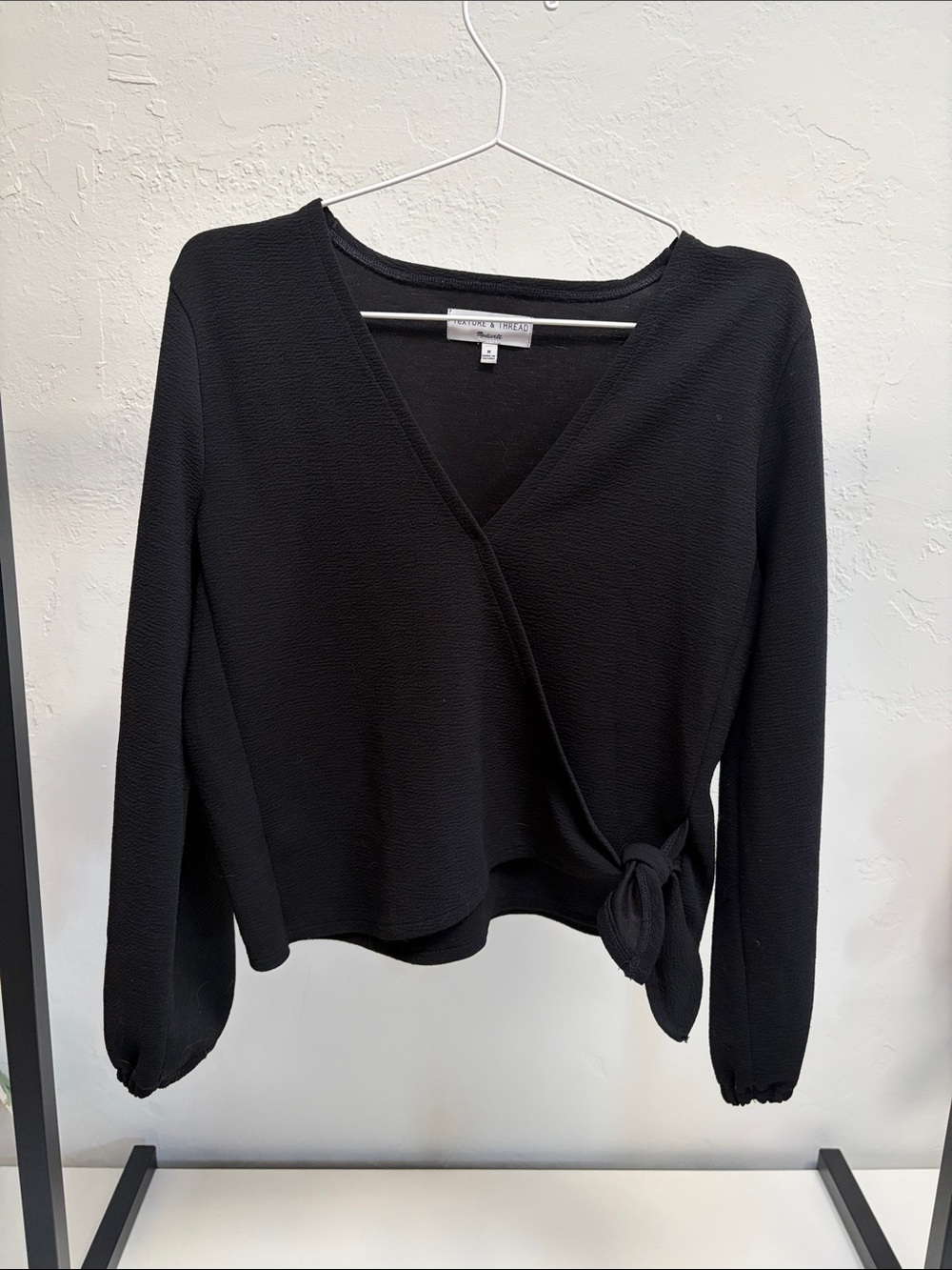 Madewell Black Wrap Tie Blouse